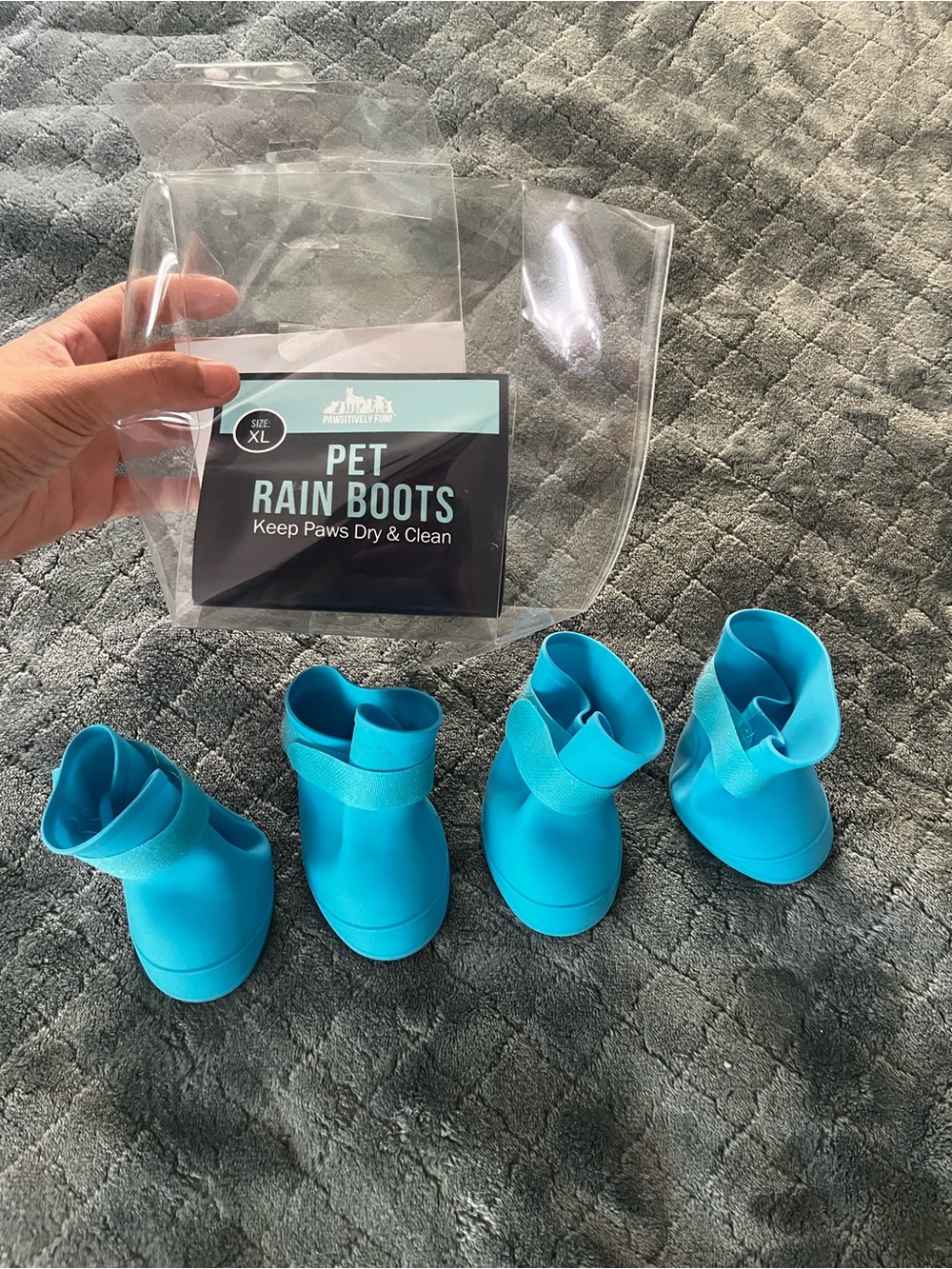 Pet Rain Boots - Bright Blue Waterproof Dog Boots (XL)